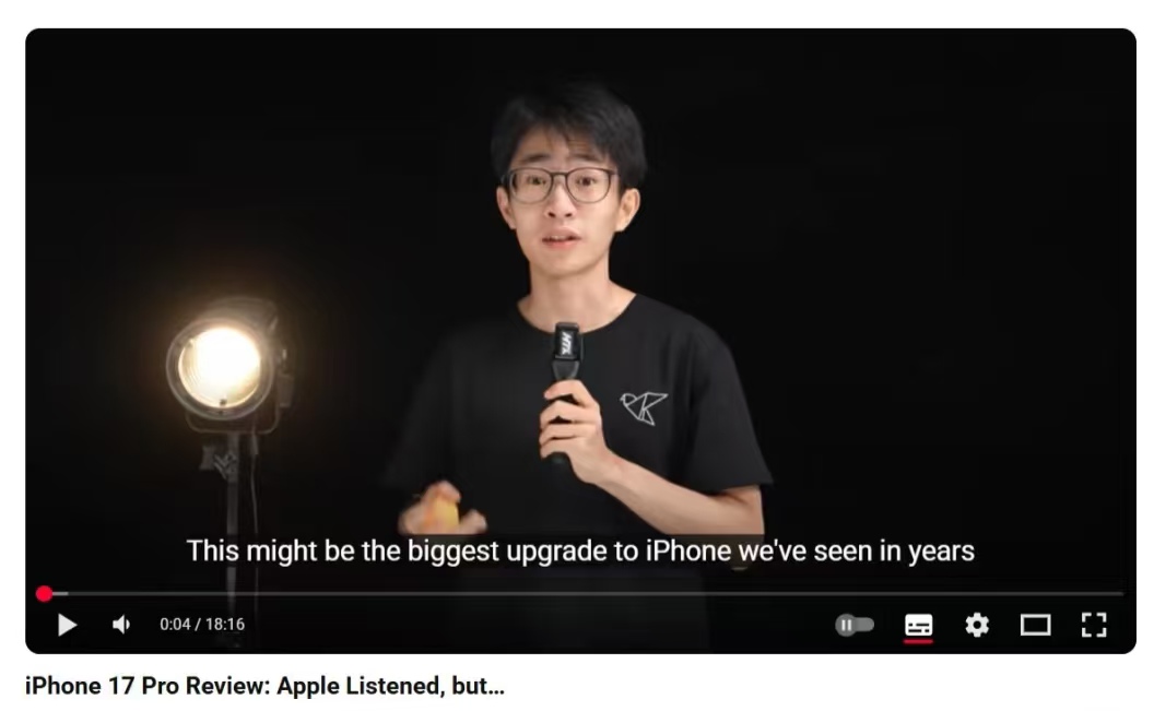329 万老外看呆！何同学 iPhone 17 测评火炸外网，这转场比电影还丝滑