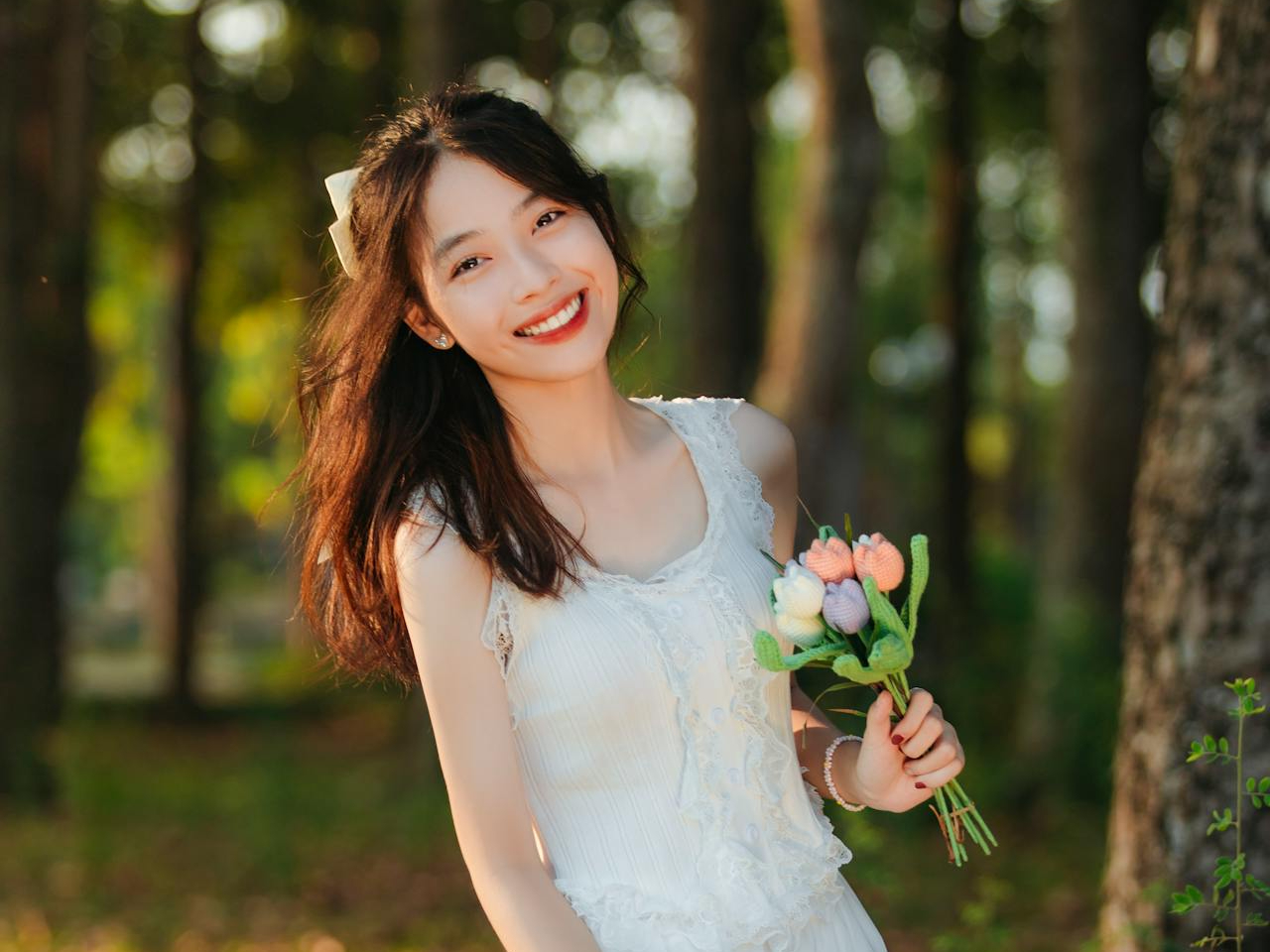 森林光影氛围感｜白裙少女｜解锁清甜少女风🍃