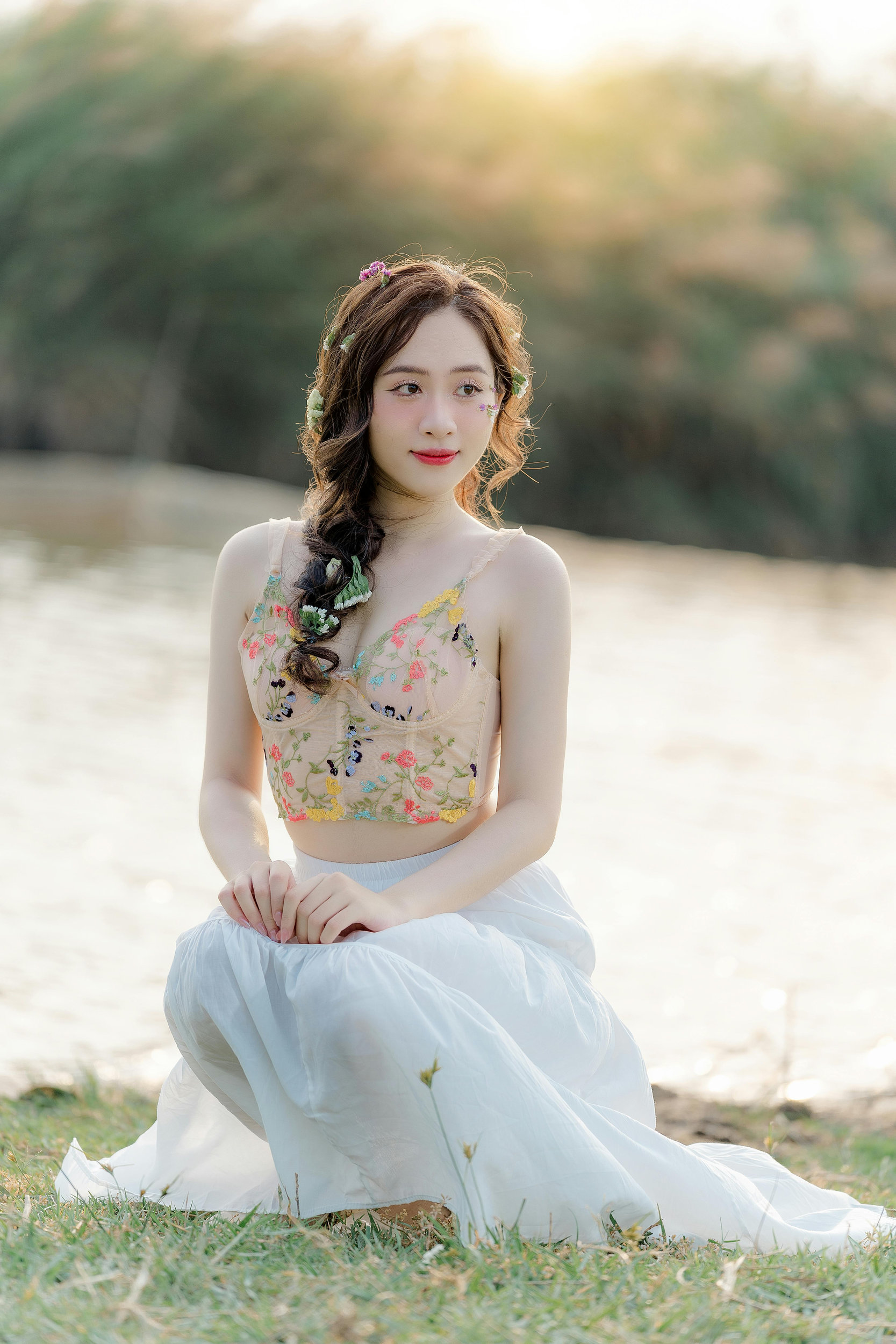 ✨日落逆光氛围感｜编织花篮与野花｜自带柔光滤镜的少女感大片