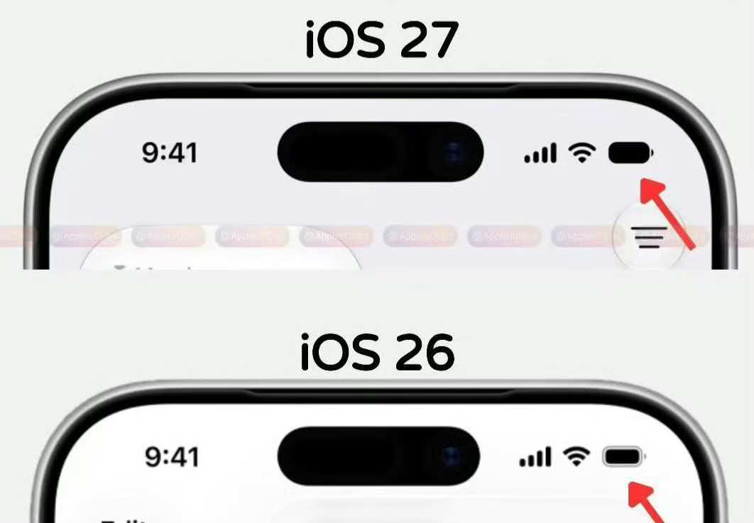 iOS27正式版推送，实心电池图标引大量用户吐槽，苹果设计有考量